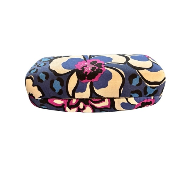 Vera Bradley Clamshell Hard Eyeglass Case Floral Blue Magenta Black Velvet Lined - Picture 3 of 3